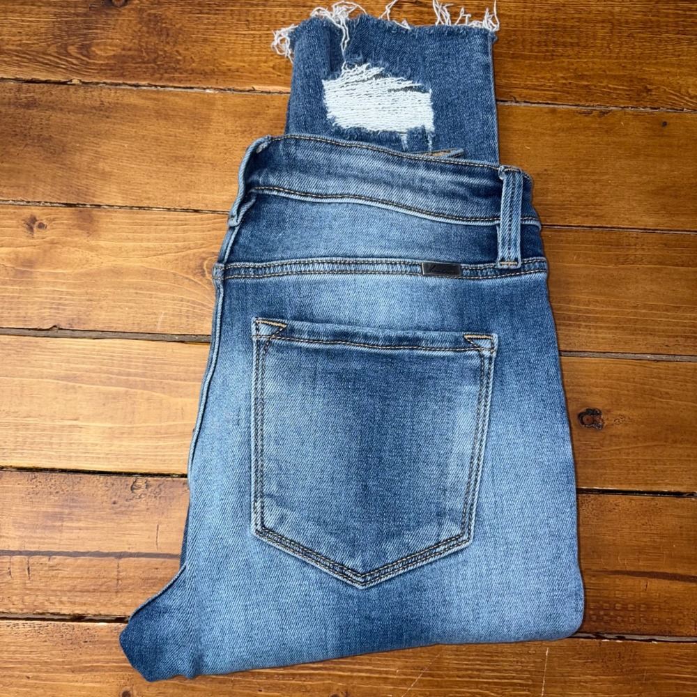 KanCan Skinny Jeans Women 9/28 (28x27) Blue Distressed Raw Hem High Rise KC9250M